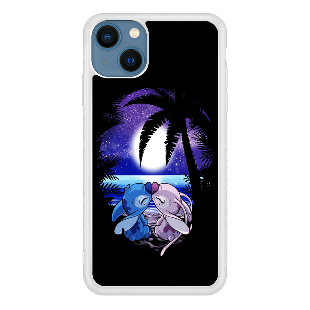 Stitch and Angel Kissing iPhone 13 Mini Case-Phone Case-Rubber White (2D Case)-Altracase
