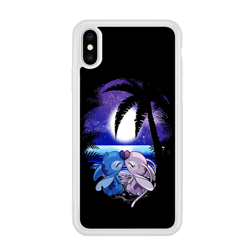 Stitch and Angel Kissing iPhone X Case-Phone Case-Rubber White (2D Case)-Altracase