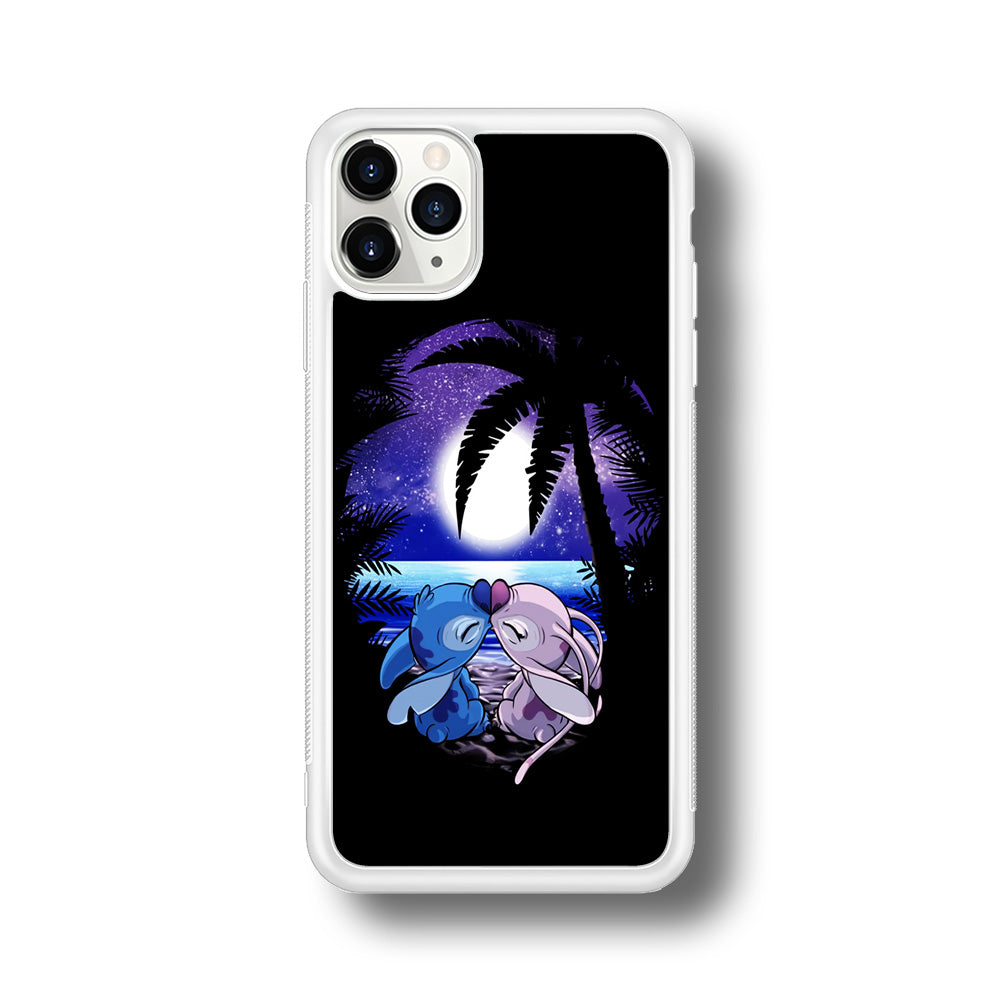 Stitch and Angel Kissing iPhone 11 Pro Max Case-Phone Case-Rubber White (2D Case)-Altracase