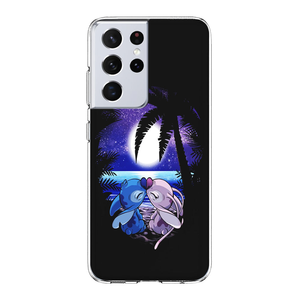 Stitch and Angel Kissing Samsung Galaxy S21 Ultra Case-Phone Case-Clear Soft Case-Altracase