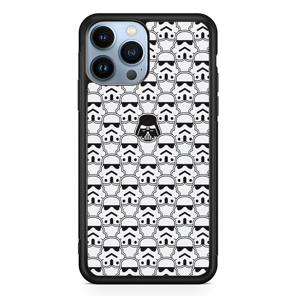 Stormtrooper Face Pattern Star Wars iPhone 15 Pro Max Case-Phone Case-Rubber Black (2D Case)-Altracase