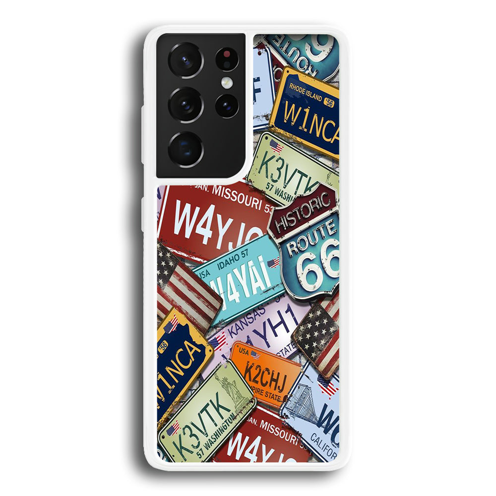 Street Signs USA Samsung Galaxy S21 Ultra Case-Phone Case-Rubber White (2D Case)-Altracase