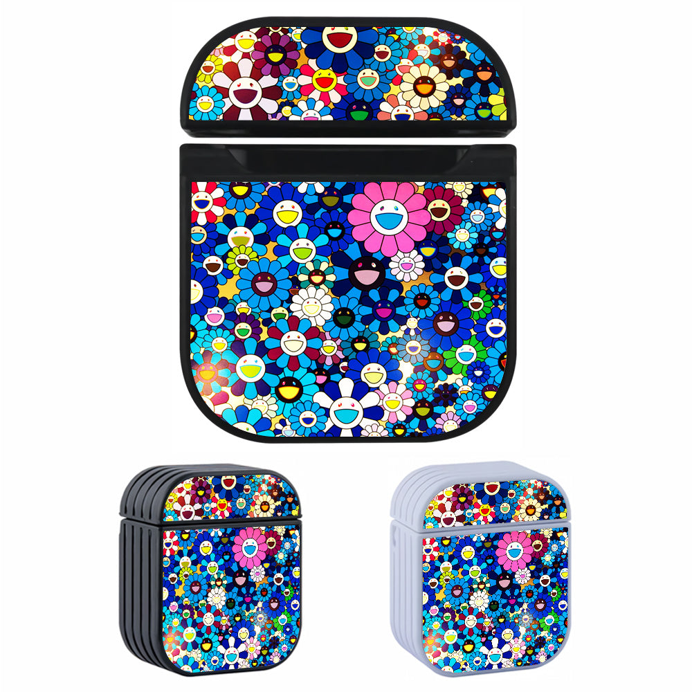 Takashi Murakami Flowers Blue Hard Plastic Case Cover For Apple Airpods-AirPod Case-Altracase