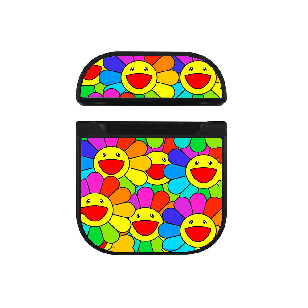 Takashi Murakami Flowers Colorful Hard Plastic Case Cover For Apple Airpods-AirPod Case-Black-Altracase