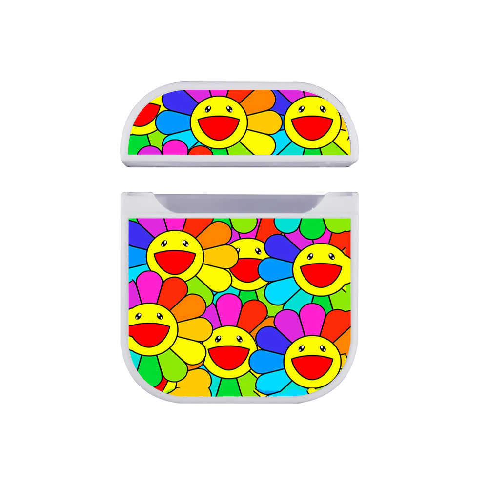 Takashi Murakami Flowers Colorful Hard Plastic Case Cover For Apple Airpods-AirPod Case-White-Altracase