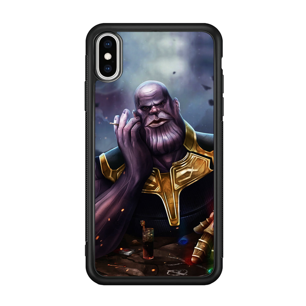 Thanos Chill iPhone Xs Case-Phone Case-Rubber Black (2D Case)-Altracase