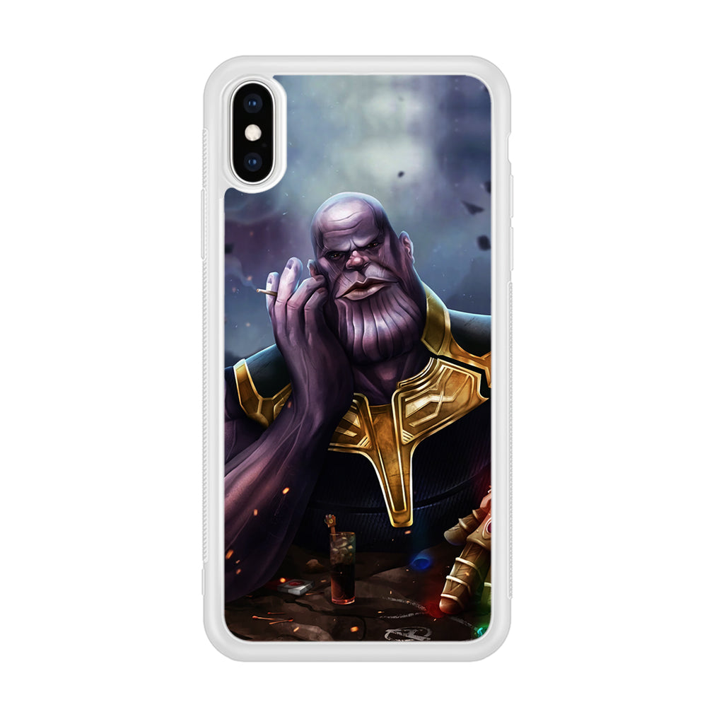Thanos Chill iPhone Xs Case-Phone Case-Rubber White (2D Case)-Altracase