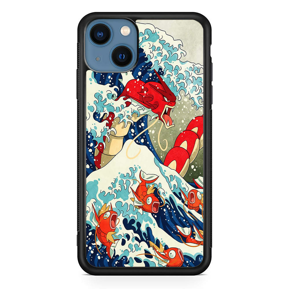 The Great Wave Gyarados iPhone 15 Plus Case-Phone Case-Rubber Black (2D Case)-Altracase