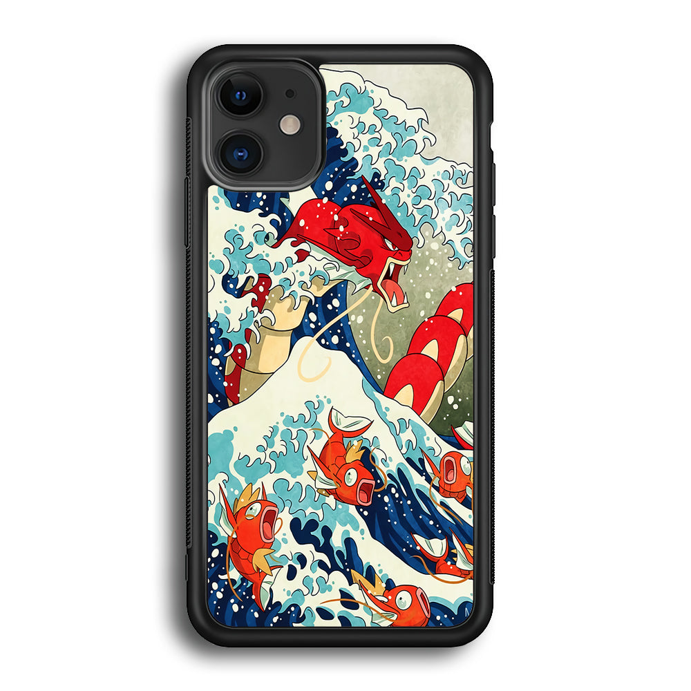 The Great Wave Gyarados iPhone 12 Case-Phone Case-Rubber Black (2D Case)-Altracase