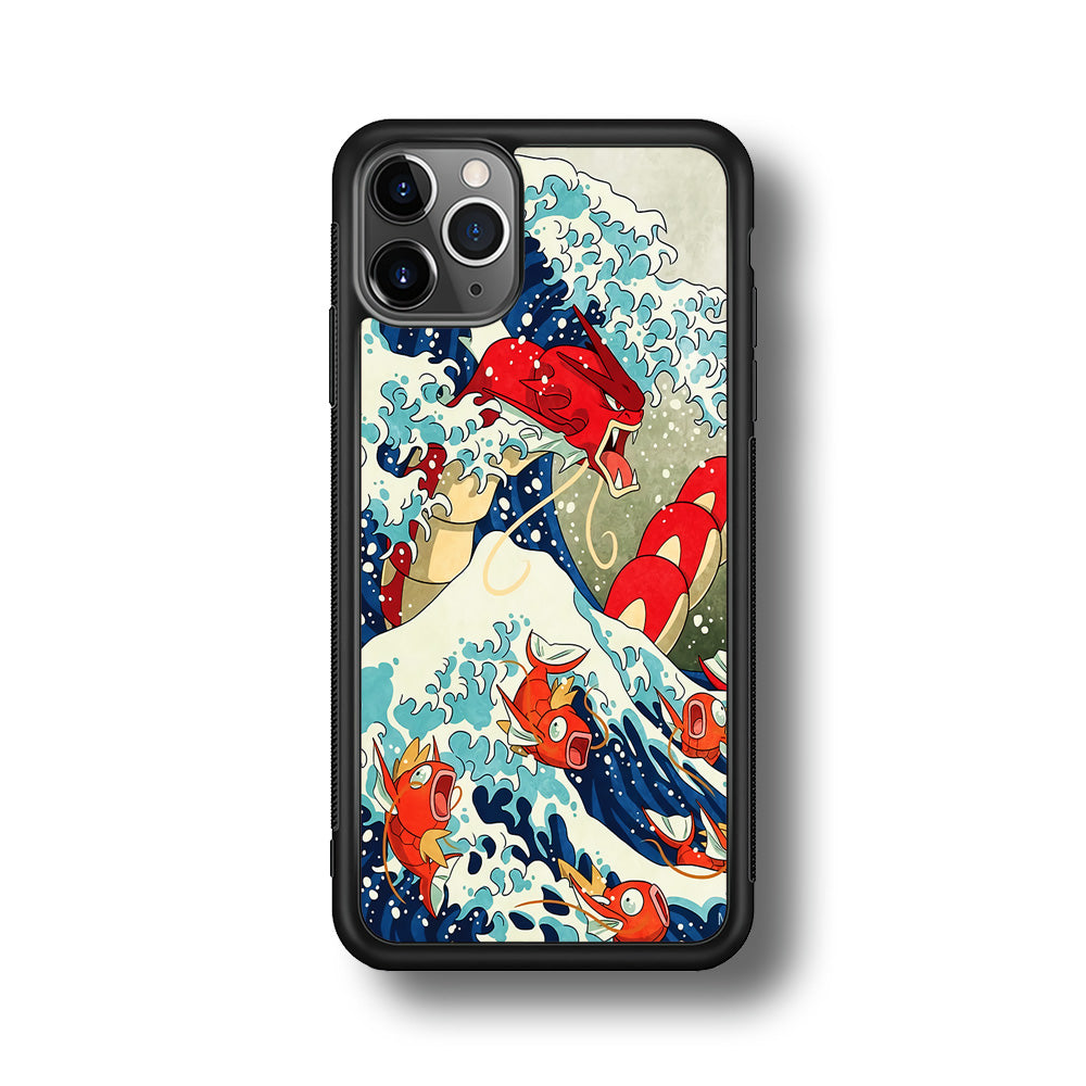 The Great Wave Gyarados iPhone 11 Pro Max Case-Phone Case-Rubber Black (2D Case)-Altracase