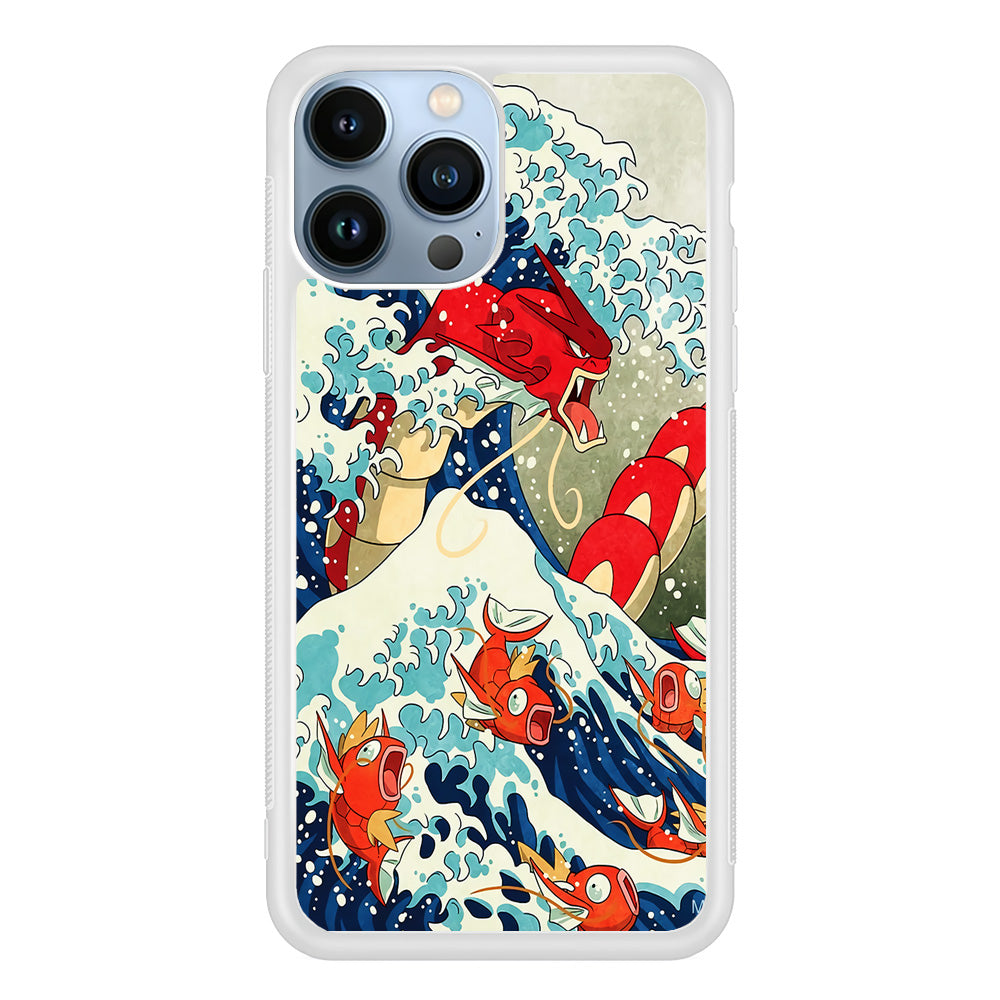 The Great Wave Gyarados iPhone 15 Pro Max Case-Phone Case-Rubber White (2D Case)-Altracase