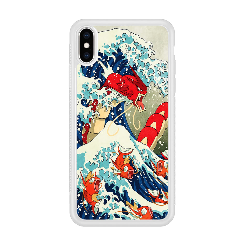 The Great Wave Gyarados iPhone Xs Case-Phone Case-Rubber White (2D Case)-Altracase