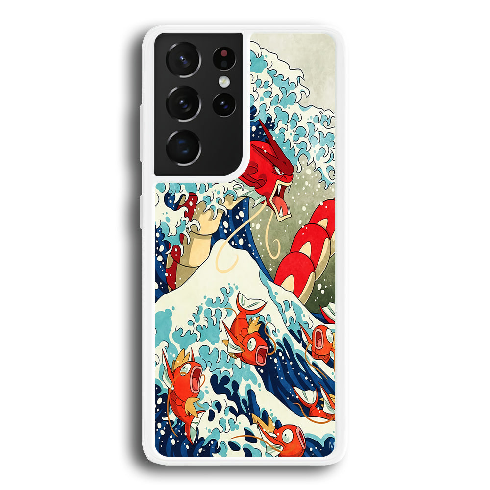 The Great Wave Gyarados Samsung Galaxy S21 Ultra Case-Phone Case-Rubber White (2D Case)-Altracase