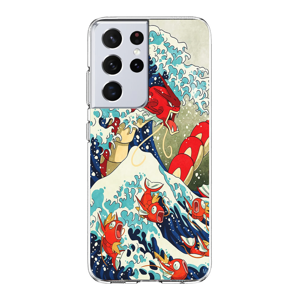 The Great Wave Gyarados Samsung Galaxy S21 Ultra Case-Phone Case-Clear Soft Case-Altracase