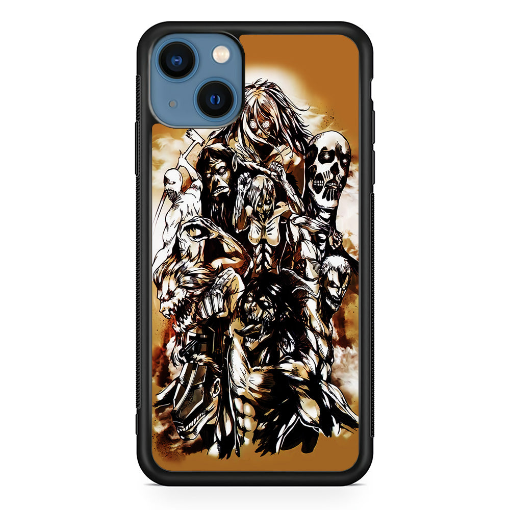 The Nine Titan Shingeki No Kyojin iPhone 13 Mini Case-Phone Case-Rubber Black (2D Case)-Altracase