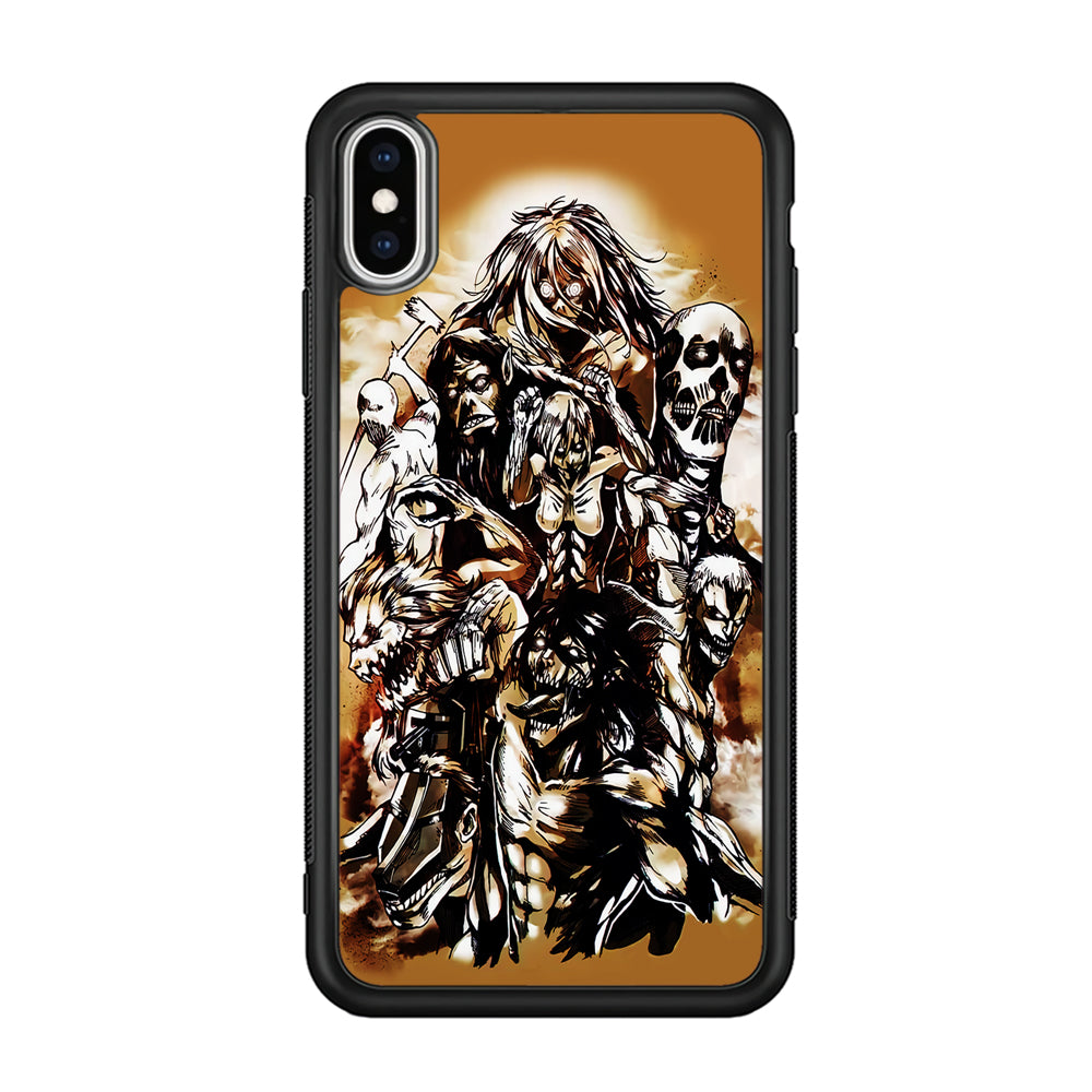The Nine Titan Shingeki No Kyojin iPhone Xs Case-Phone Case-Rubber Black (2D Case)-Altracase
