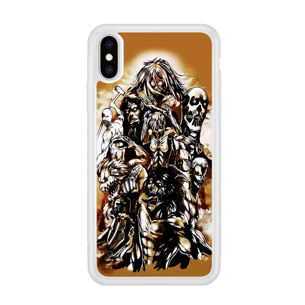 The Nine Titan Shingeki No Kyojin iPhone Xs Case-Phone Case-Rubber White (2D Case)-Altracase