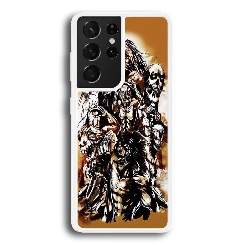 The Nine Titan Shingeki No Kyojin Samsung Galaxy S21 Ultra Case-Phone Case-Rubber White (2D Case)-Altracase