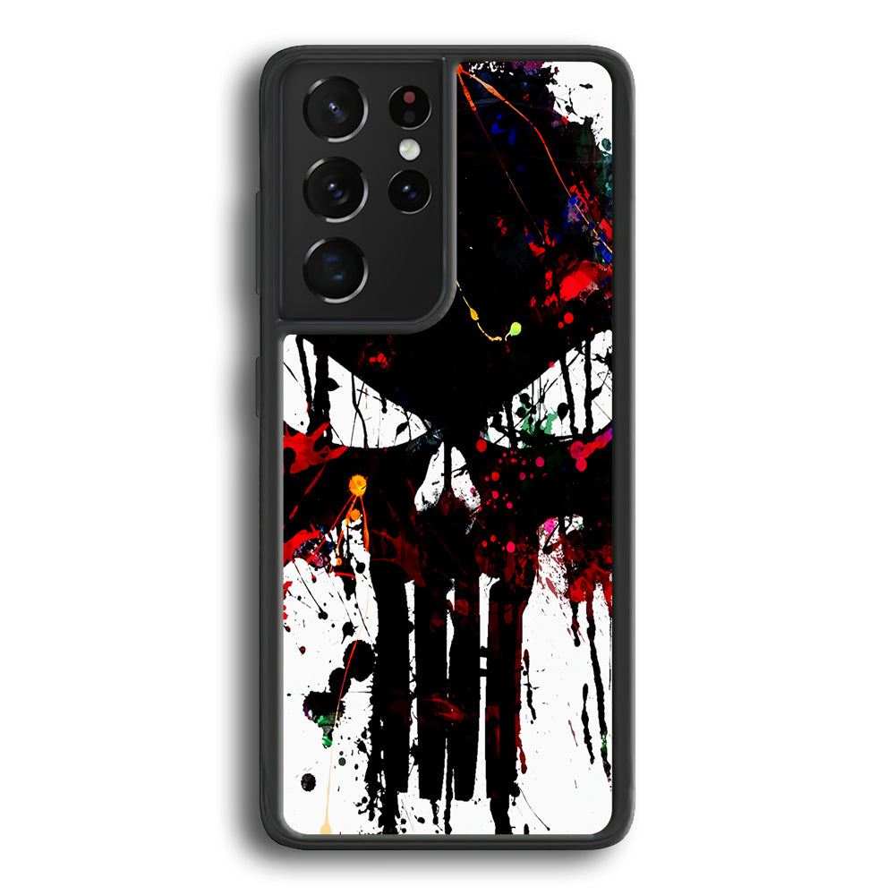 The Punisher Abstract Painting Samsung Galaxy S21 Ultra Case-Phone Case-Rubber Black (2D Case)-Altracase