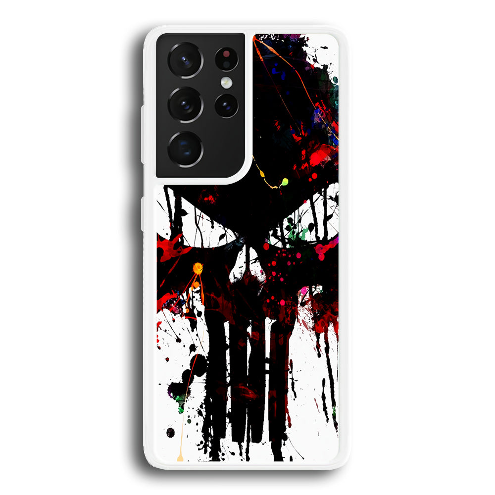 The Punisher Abstract Painting Samsung Galaxy S21 Ultra Case-Phone Case-Rubber White (2D Case)-Altracase
