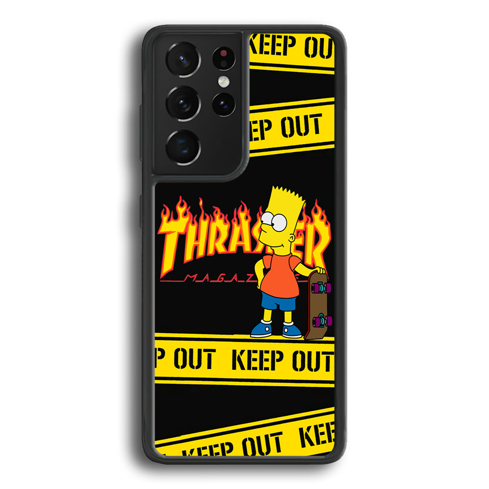 Thrasher Bart Danger Line Samsung Galaxy S24 Ultra Case-Mobile Phone Case-Rubber Black (2D Case)-Altracase