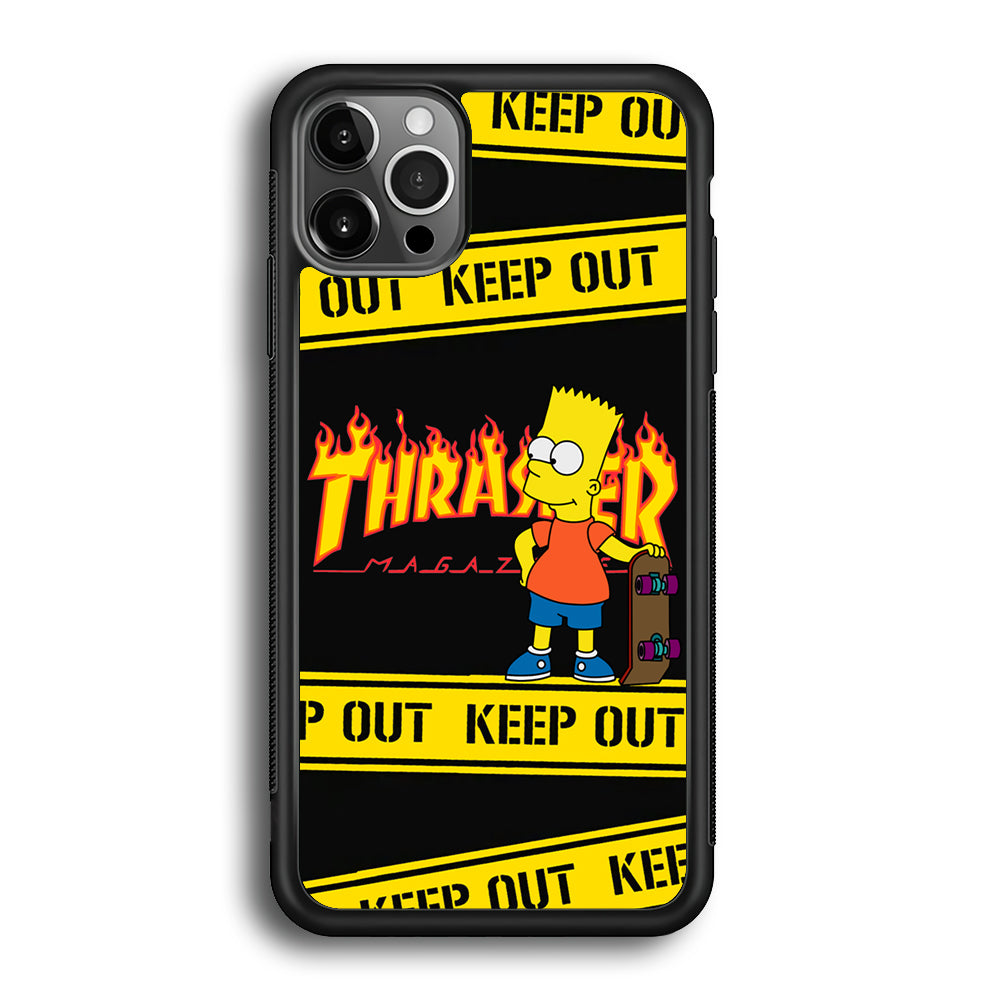 Thrasher Bart Danger Line iPhone 12 Pro Max Case-Mobile Phone Case-Rubber Black (2D Case)-Altracase
