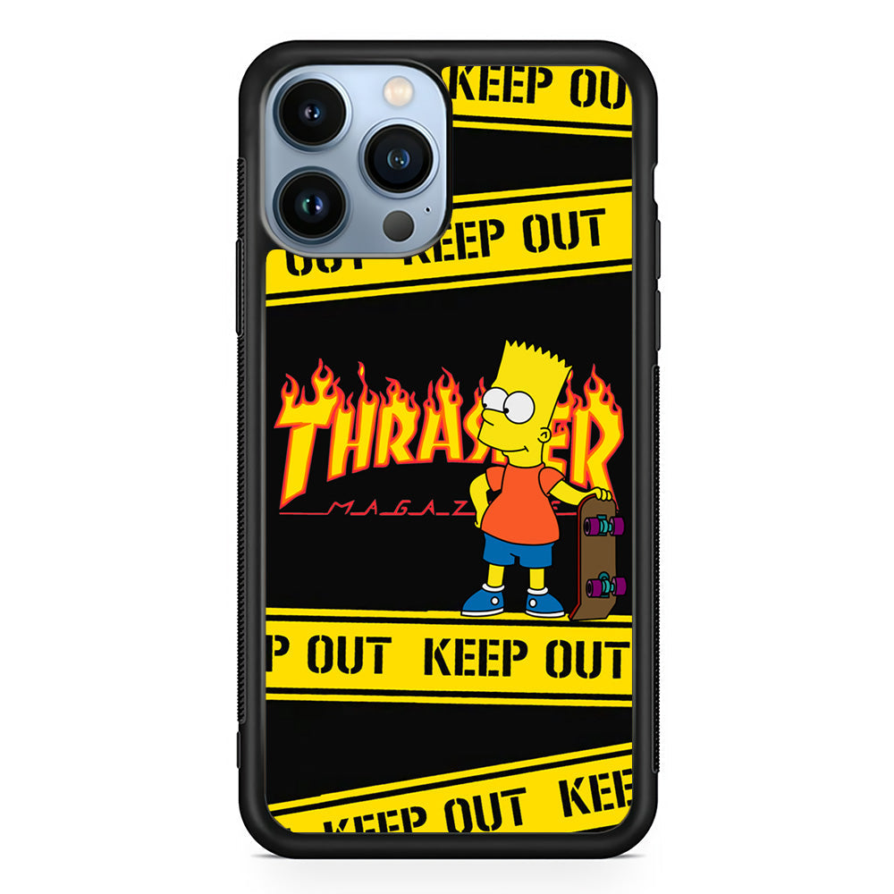 Thrasher Bart Danger Line iPhone 14 Pro Max Case-Mobile Phone Case-Rubber Black (2D Case)-Altracase