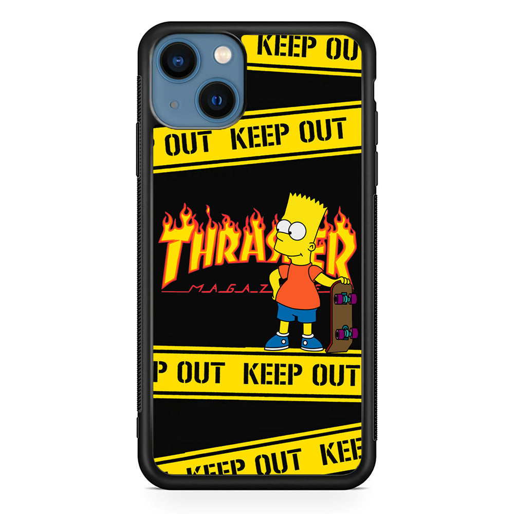 Thrasher Bart Danger Line iPhone 14 Case-Mobile Phone Case-Rubber Black (2D Case)-Altracase
