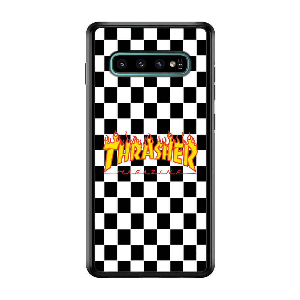 Thrasher Chess Board Background Samsung Galaxy S10 Case-Mobile Phone Case-Rubber Black (2D Case)-Altracase