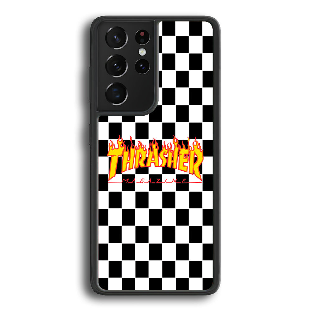Thrasher Chess Board Background Samsung Galaxy S24 Ultra Case-Mobile Phone Case-Rubber Black (2D Case)-Altracase