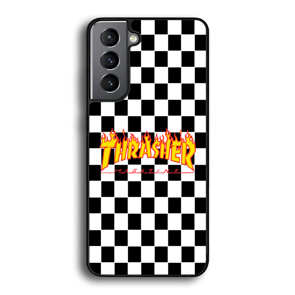 Thrasher Chess Board Background Samsung Galaxy S21 Plus Case-Mobile Phone Case-Rubber Black (2D Case)-Altracase