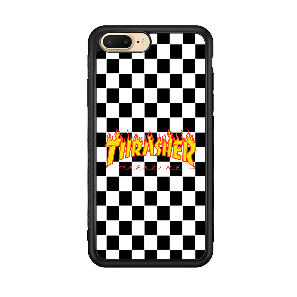 Thrasher Chess Board Background iPhone 8 Plus Case-Mobile Phone Case-Rubber Black (2D Case)-Altracase
