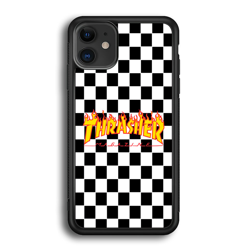 Thrasher Chess Board Background iPhone 12 Mini Case-Mobile Phone Case-Rubber Black (2D Case)-Altracase