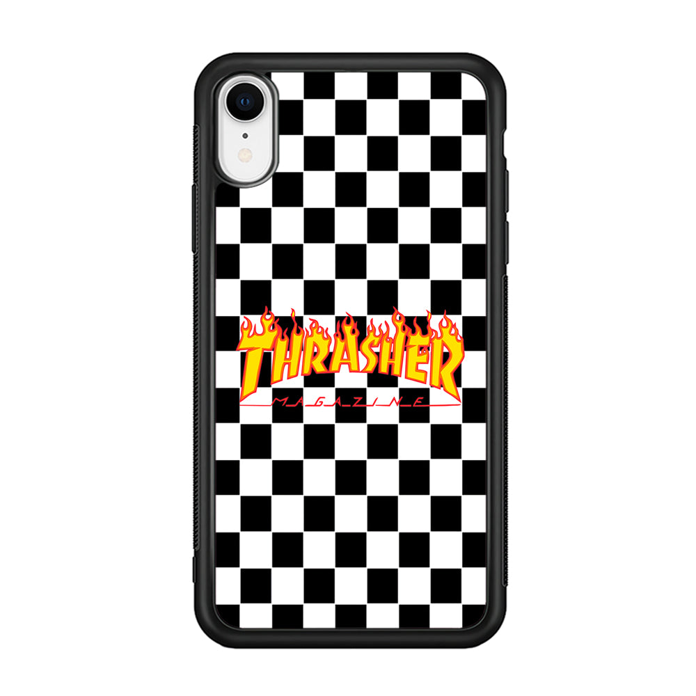 Thrasher Chess Board Background iPhone XR Case-Mobile Phone Case-Rubber Black (2D Case)-Altracase