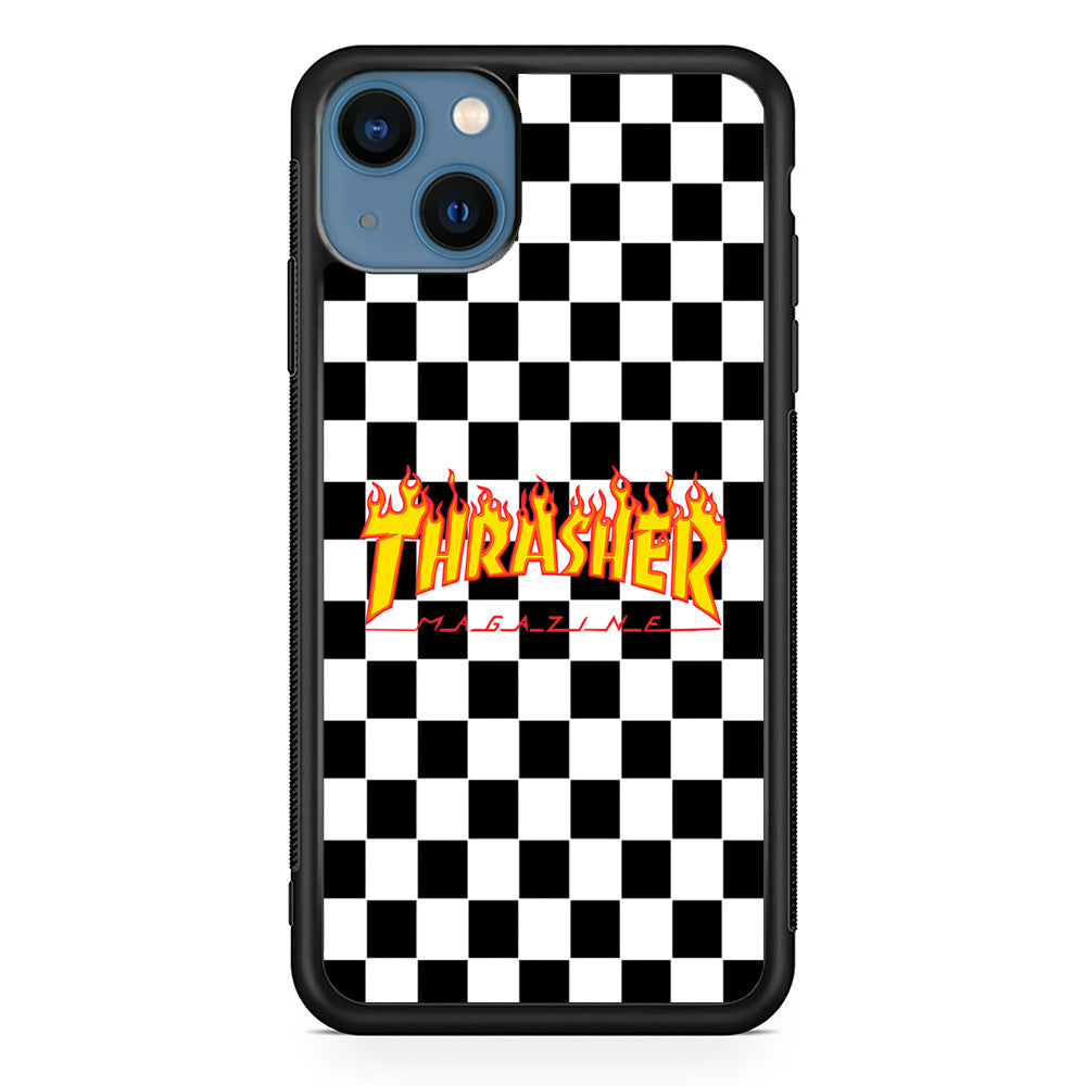 Thrasher Chess Board Background iPhone 14 Plus Case-Mobile Phone Case-Rubber Black (2D Case)-Altracase