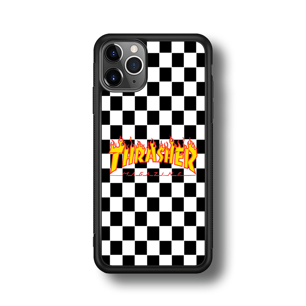 Thrasher Chess Board Background iPhone 11 Pro Case-Mobile Phone Case-Rubber Black (2D Case)-Altracase