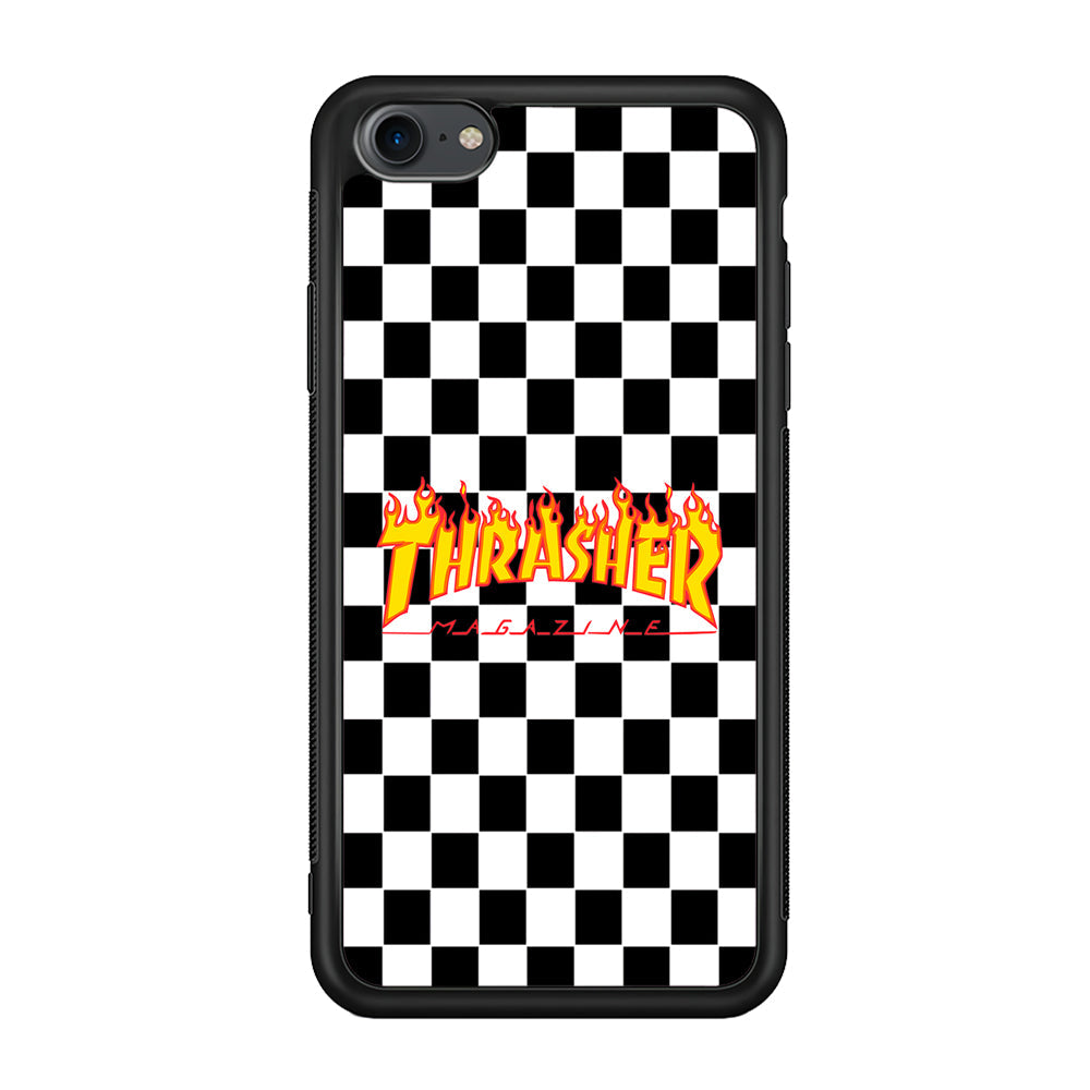 Thrasher Chess Board Background iPhone SE 3 2022 Case-Mobile Phone Case-Rubber Black (2D Case)-Altracase