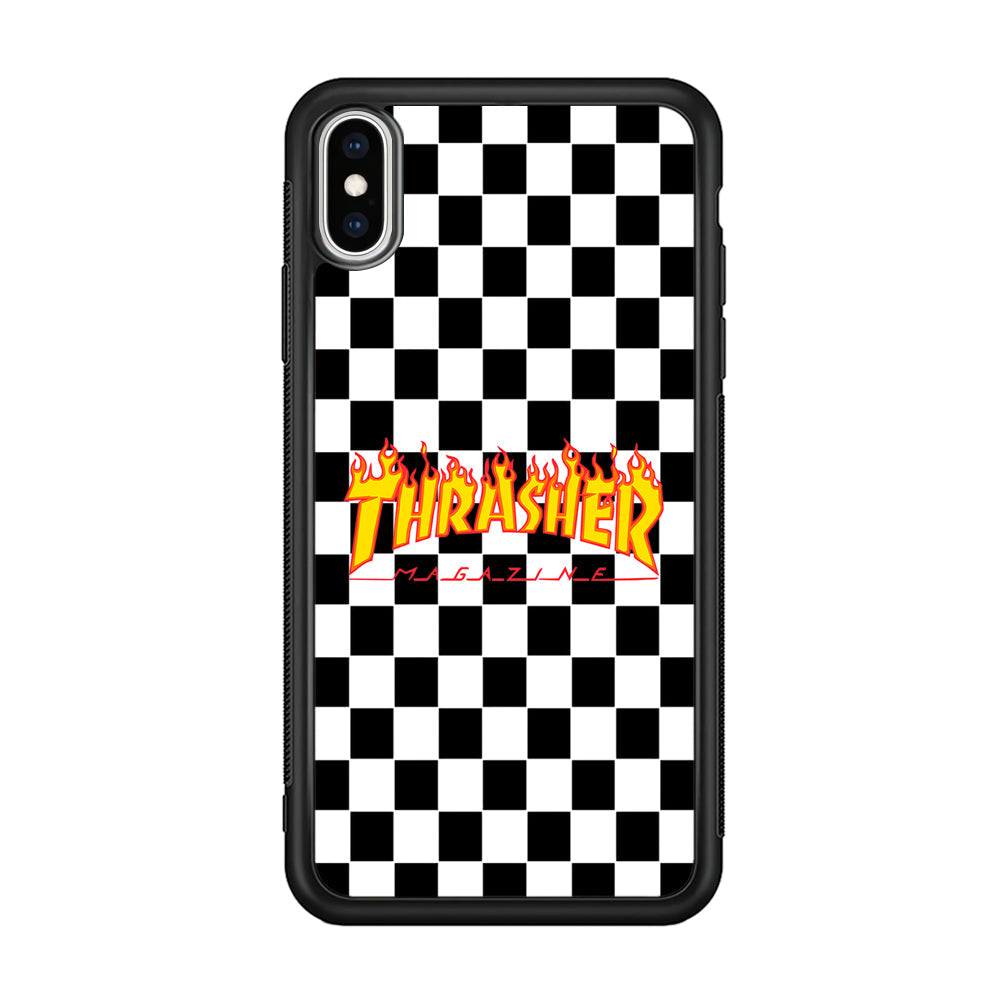 Thrasher Chess Board Background iPhone X Case-Mobile Phone Case-Rubber Black (2D Case)-Altracase