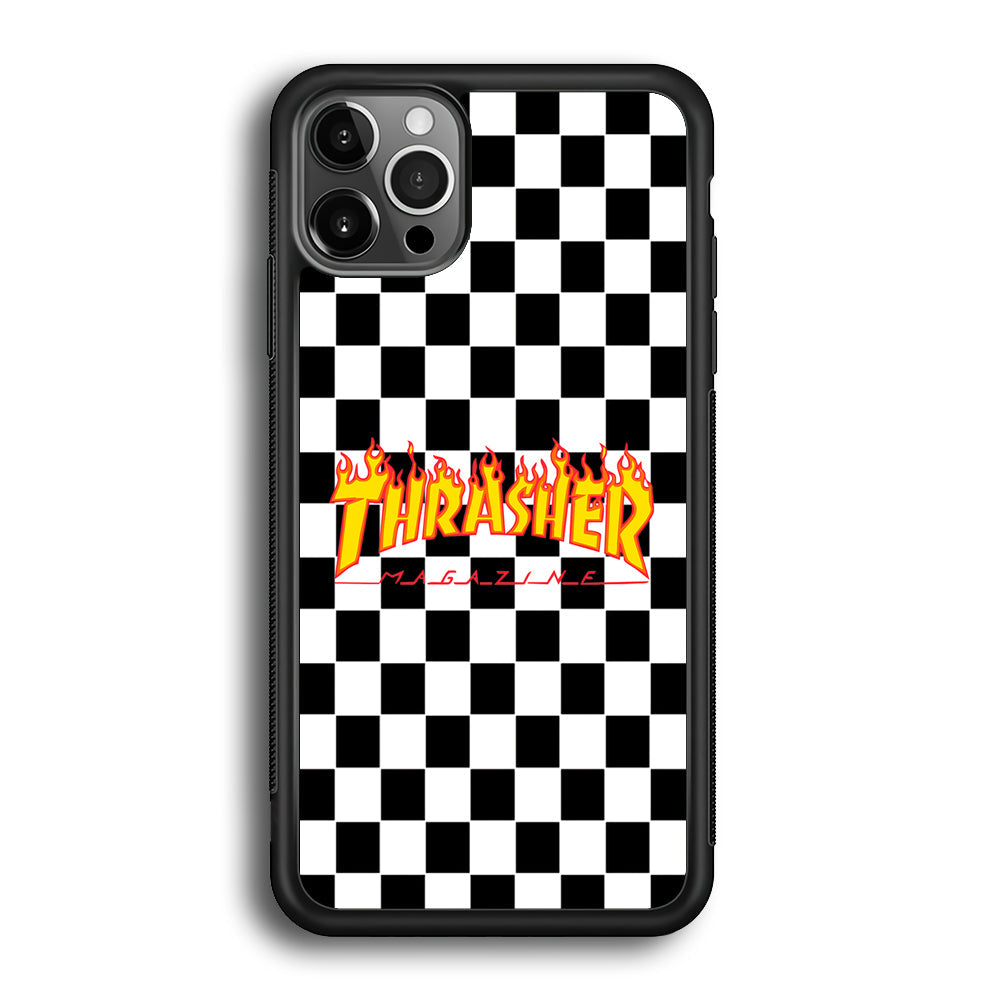 Thrasher Chess Board Background iPhone 12 Pro Case-Mobile Phone Case-Rubber Black (2D Case)-Altracase