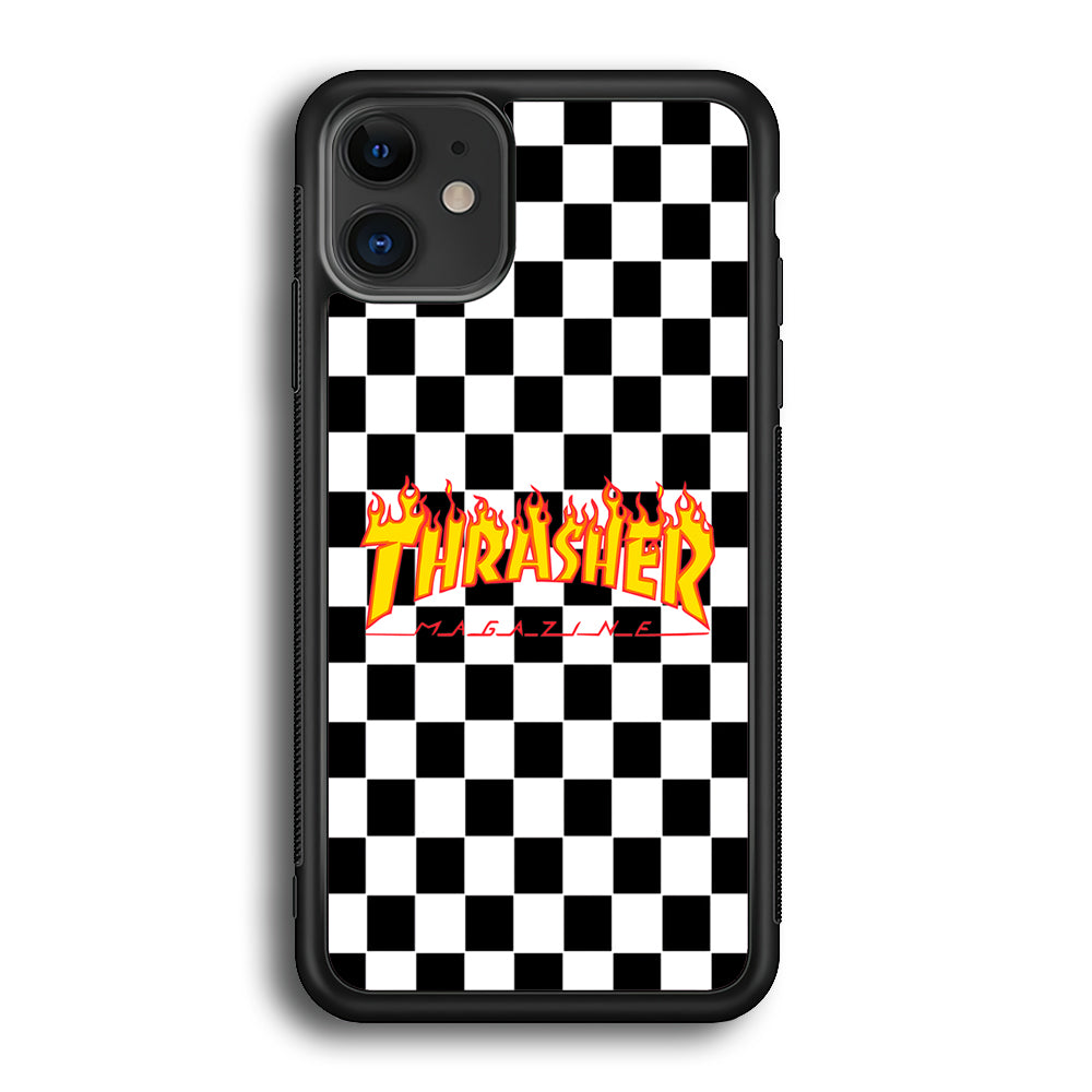Thrasher Chess Board Background iPhone 12 Case-Mobile Phone Case-Rubber Black (2D Case)-Altracase