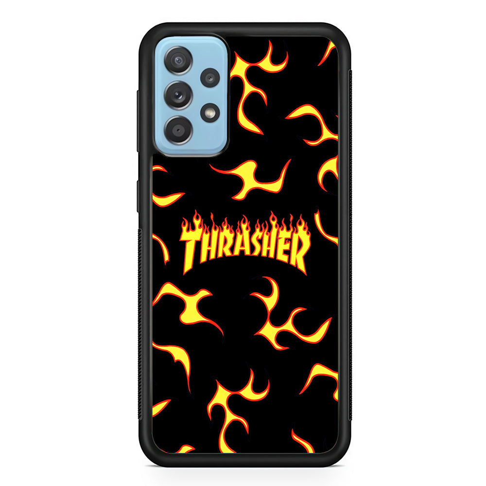 Thrasher Frame of Flame Samsung Galaxy A72 Case-Mobile Phone Case-Rubber Black (2D Case)-Altracase