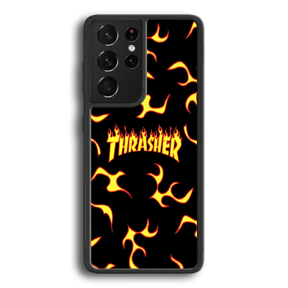 Thrasher Frame of Flame Samsung Galaxy S24 Ultra Case-Mobile Phone Case-Rubber Black (2D Case)-Altracase