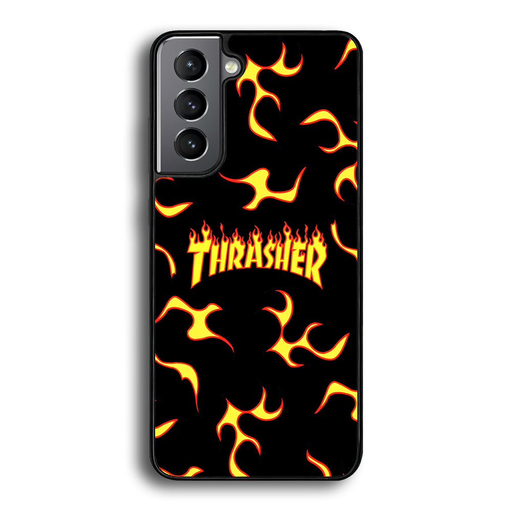 Thrasher Frame of Flame Samsung Galaxy S22 Plus Case-Mobile Phone Case-Rubber Black (2D Case)-Altracase