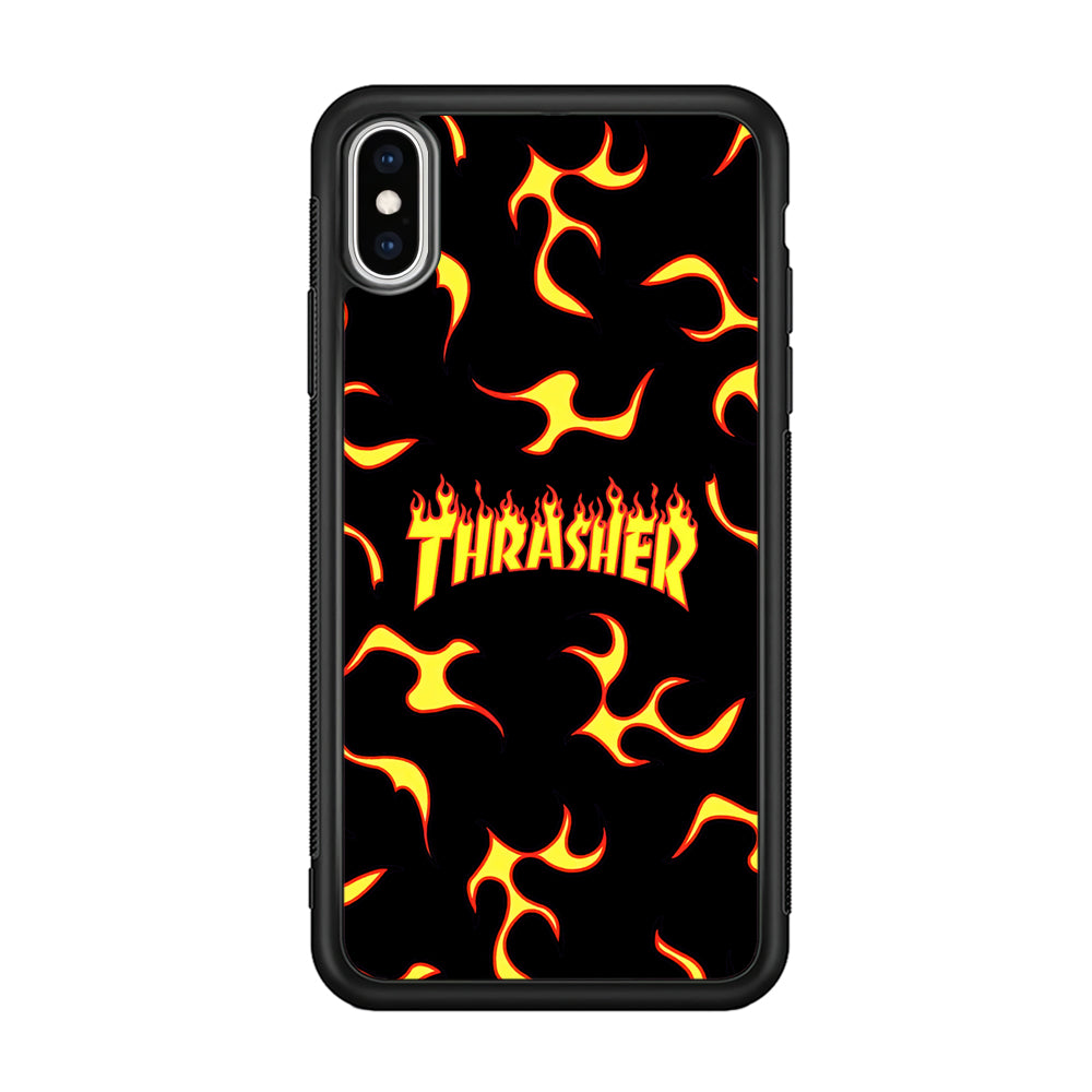 Thrasher Frame of Flame iPhone Xs Case-Mobile Phone Case-Rubber Black (2D Case)-Altracase