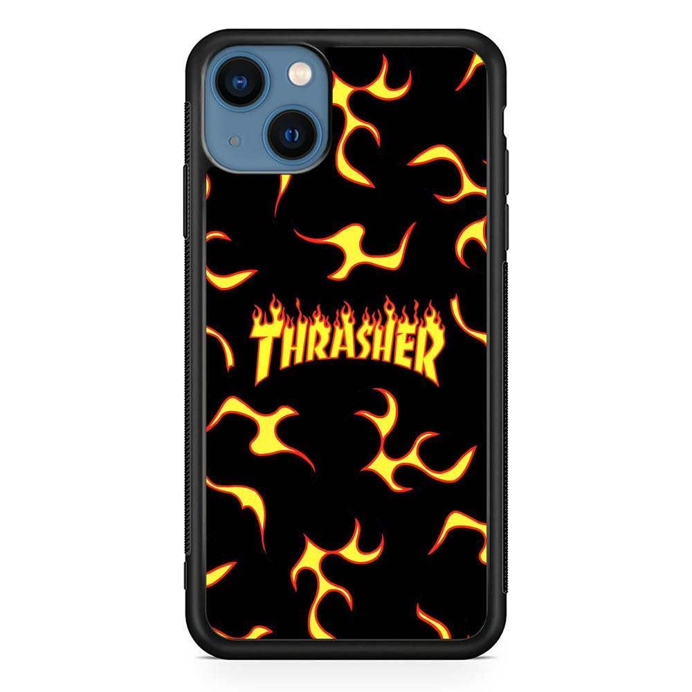 Thrasher Frame of Flame iPhone 14 Plus Case-Mobile Phone Case-Rubber Black (2D Case)-Altracase
