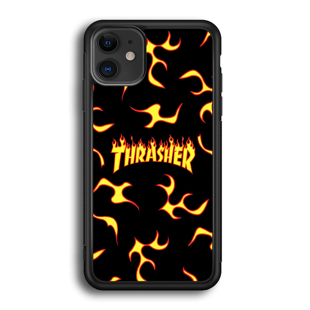 Thrasher Frame of Flame iPhone 11 Case-Mobile Phone Case-Rubber Black (2D Case)-Altracase