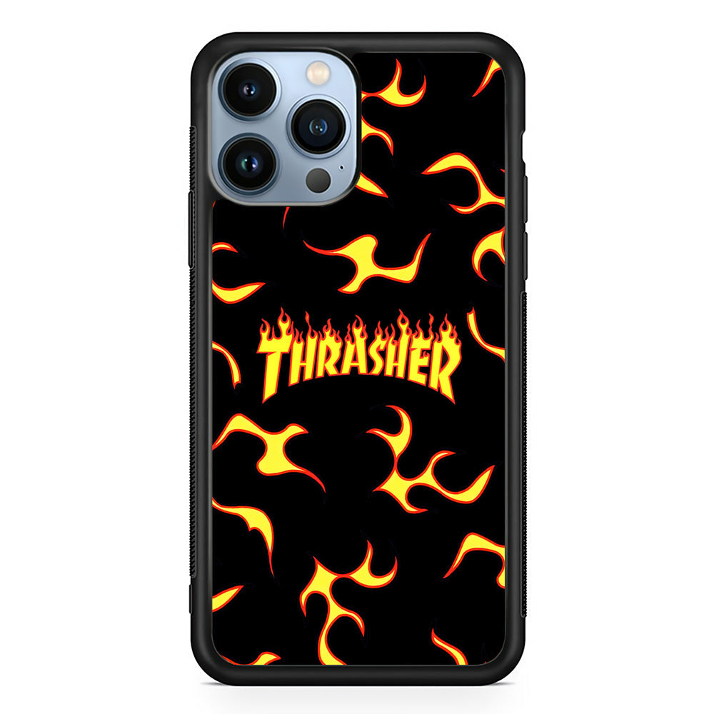Thrasher Frame of Flame iPhone 15 Pro Max Case-Mobile Phone Case-Rubber Black (2D Case)-Altracase