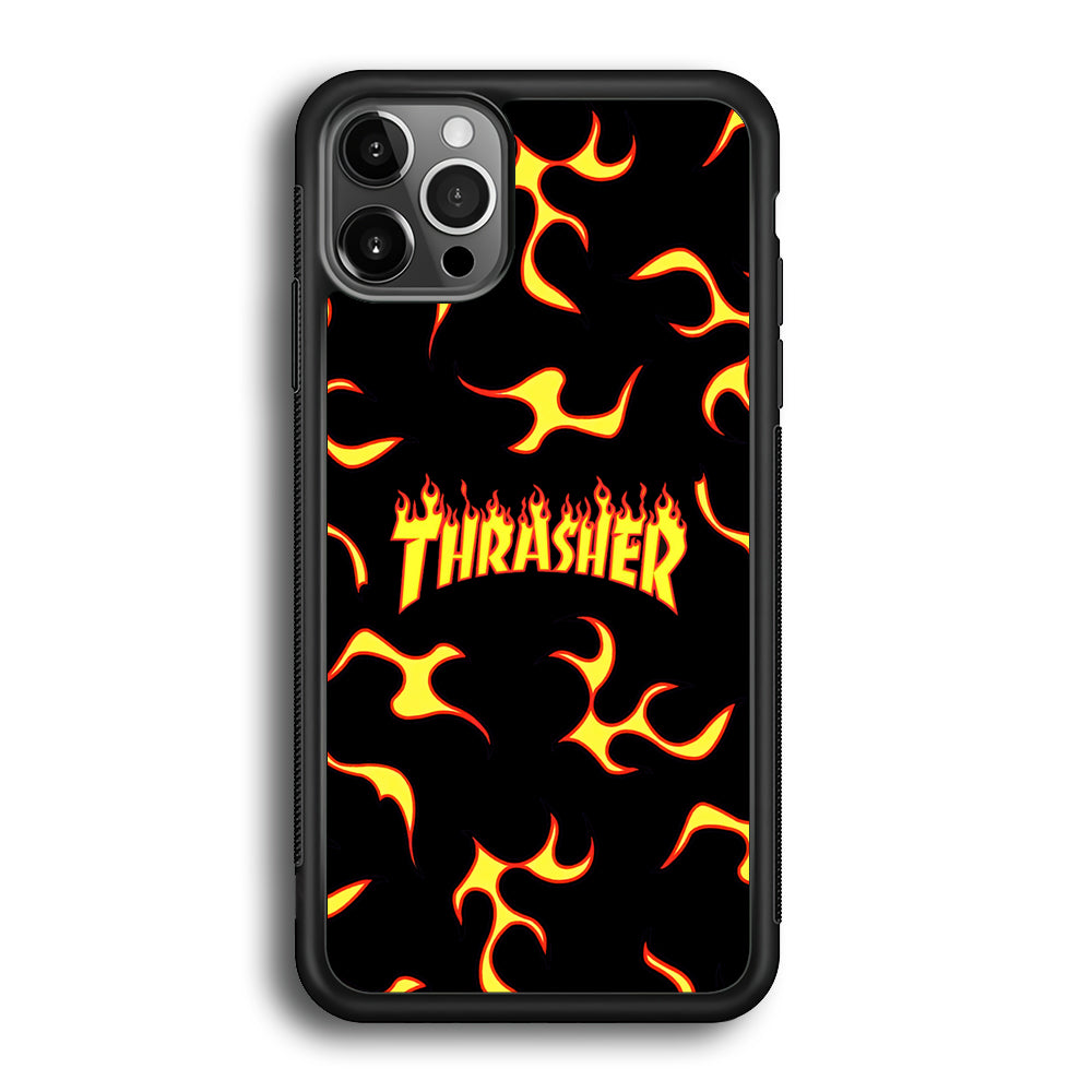 Thrasher Frame of Flame iPhone 12 Pro Max Case-Mobile Phone Case-Rubber Black (2D Case)-Altracase
