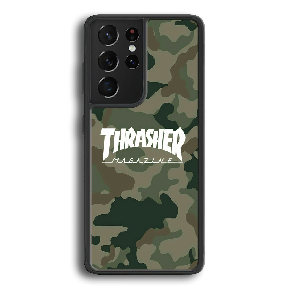 Thrasher Magazine Green Army Samsung Galaxy S24 Ultra Case-Mobile Phone Case-Rubber Black (2D Case)-Altracase