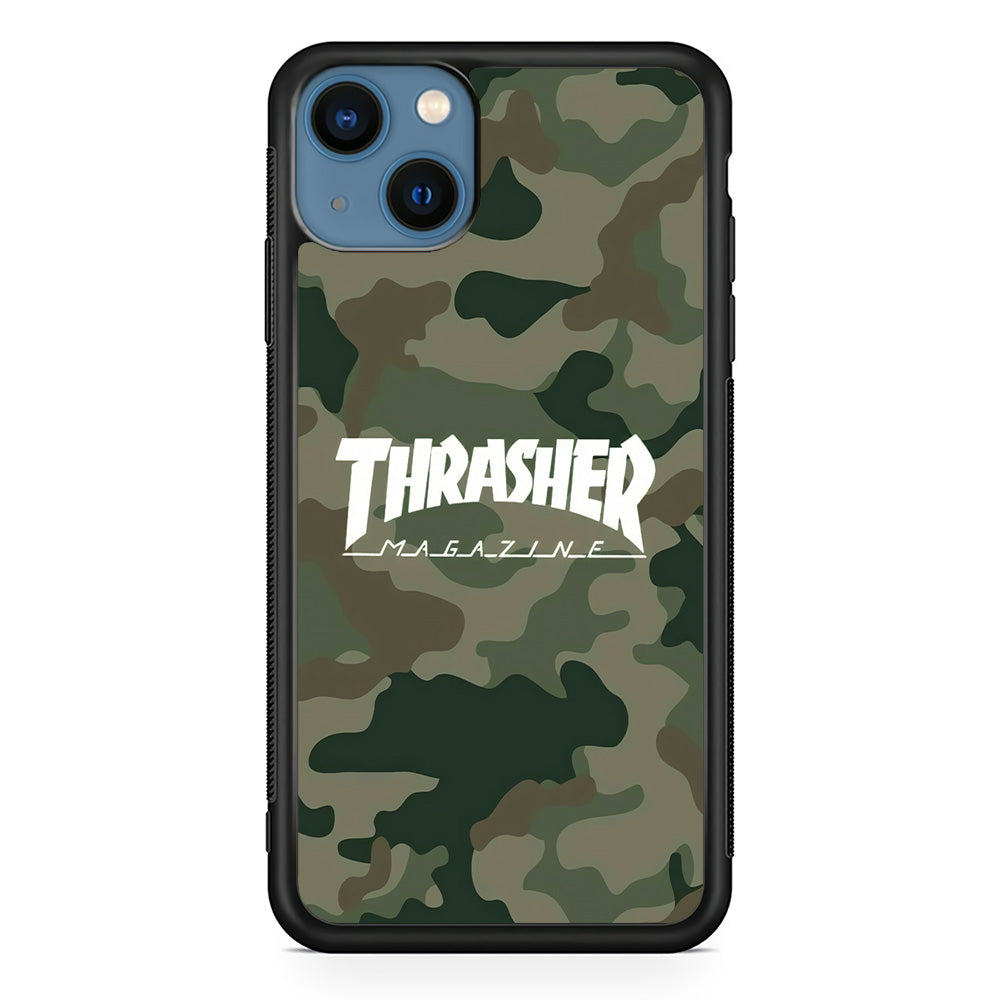 Thrasher Magazine Green Army iPhone 14 Case-Mobile Phone Case-Rubber Black (2D Case)-Altracase